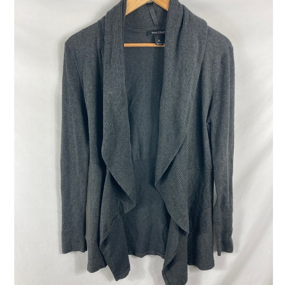 WHBM Draped Front Dark Grey Cardigan Sweater Size Medium